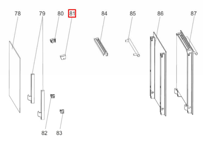 Фиксатор внутреннего стекла, верхний левый для плиты Haier HCC56CFO1X
