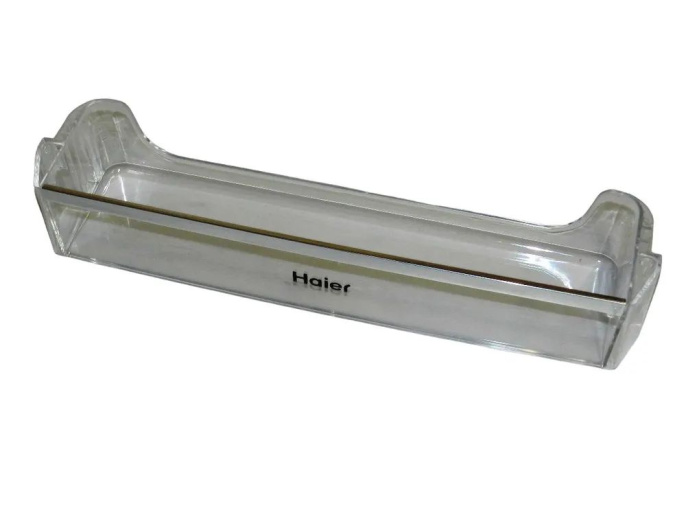 0530061587 Полка балкон на дверь (с хром полосой) 38x7x9,5см холодильника Haier