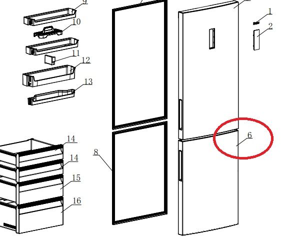 Дверь морозильной камеры для холодильника Haier C2F637CXRG