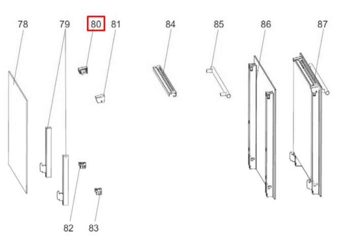 Фиксатор внутреннего стекла, верхний правый для плиты Haier HCC56B1W