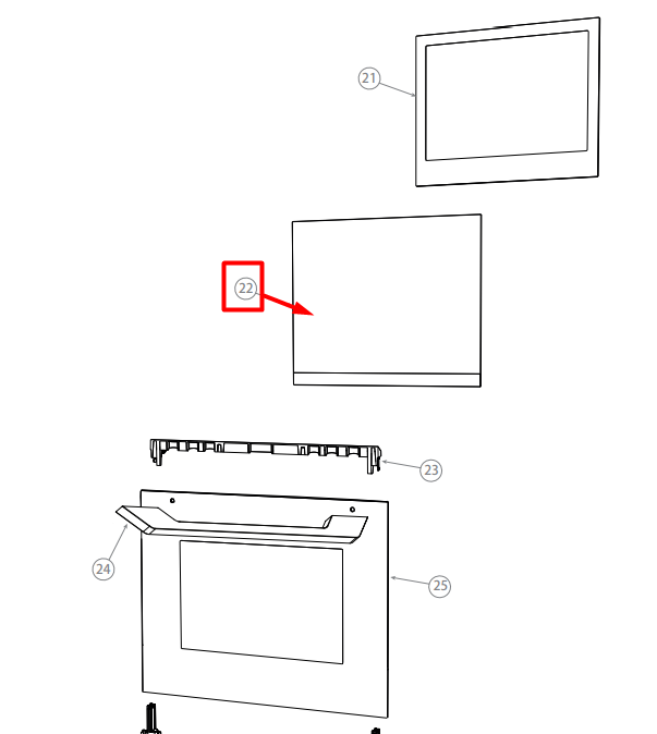 0291400071 Стекло двери среднее 490х398мм духового шкафа Haier